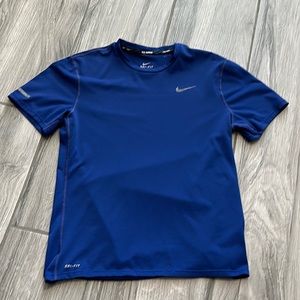 Nike Youth Dry Fit Running Blue Shirt Sleeve Top